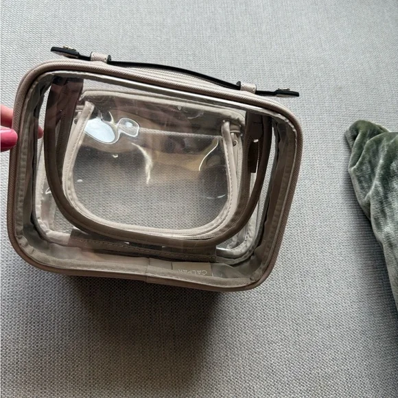 Calpak Beige Clear Cosmetic Case with Gold Hardware and Top Handle - Picture 5 of 13